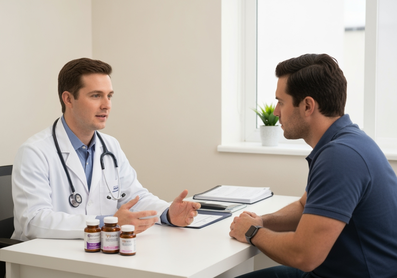 Doctor consulting with patient about health supplements